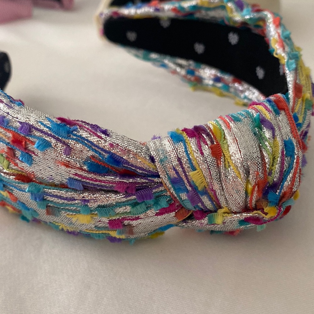 Lele Sadoughi silver metallic confetti knitted headband